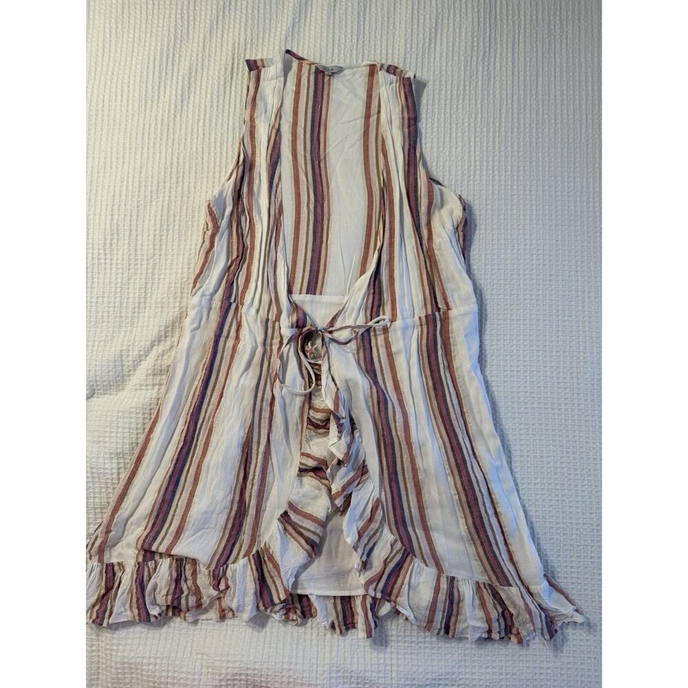 Rails Madison Ruffle Tie Wrap Mini Dress Jewel Stripe Metallic Size Large